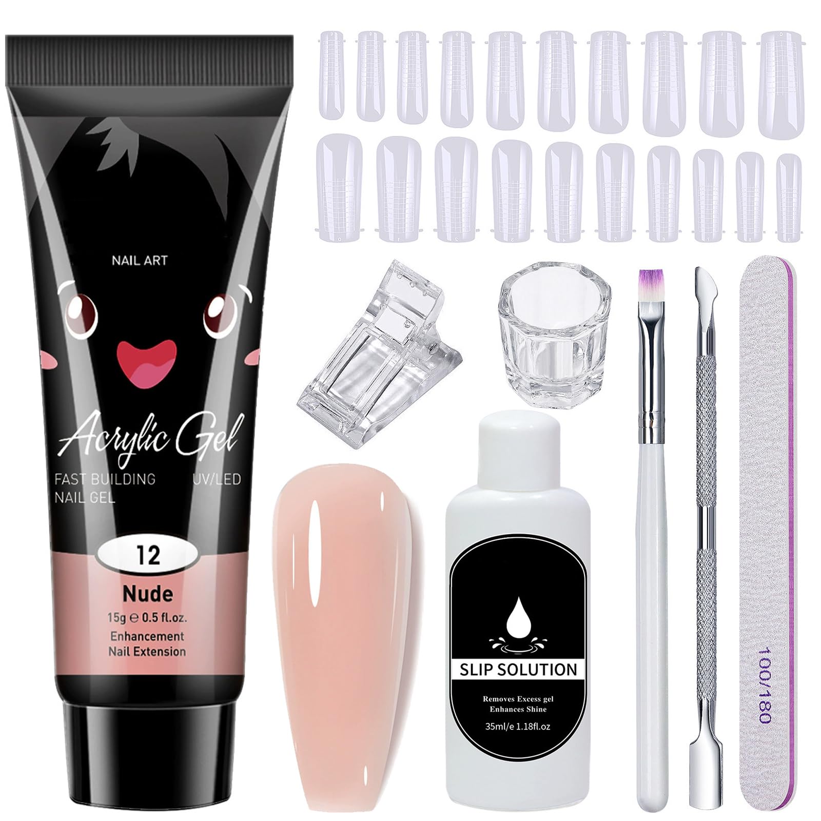 8Pcs Poly Gel Nail Kit, Acrylic Polygel Nail Kit, Nude Nail Extension Kit