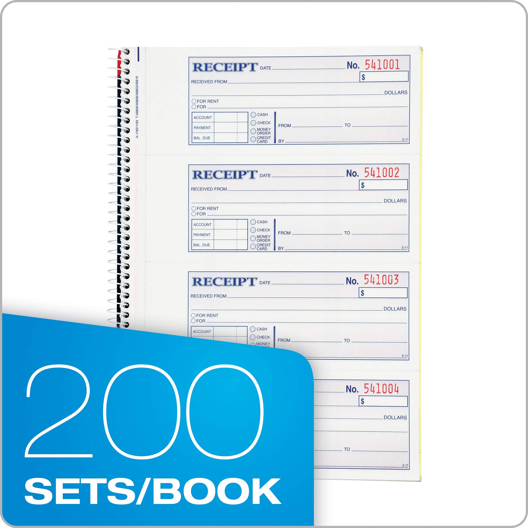 Adams Money and Rent Receipt Book, 2Part Carbonless, 75/8" x 11