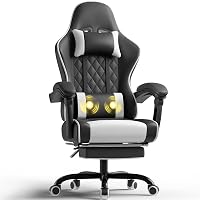 JUMMICO Sedia da Gaming Massaggiante Ergonomica, Poltrona Gaming con Poggiapiedi Telescopico