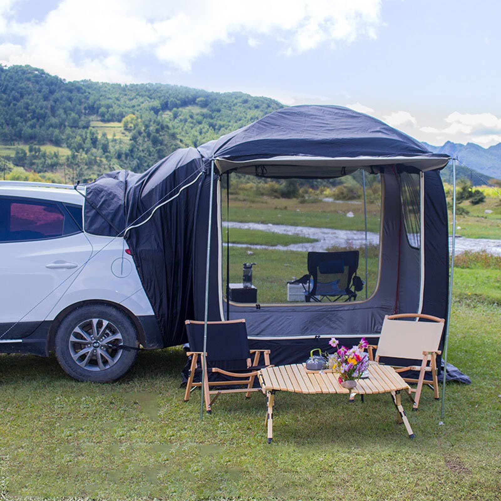 Tente de camping universelle pour toit arrière de voiture pour l'extérieur - Tente familiale multifonction avec auvent - Équipement portable pour pique-nique