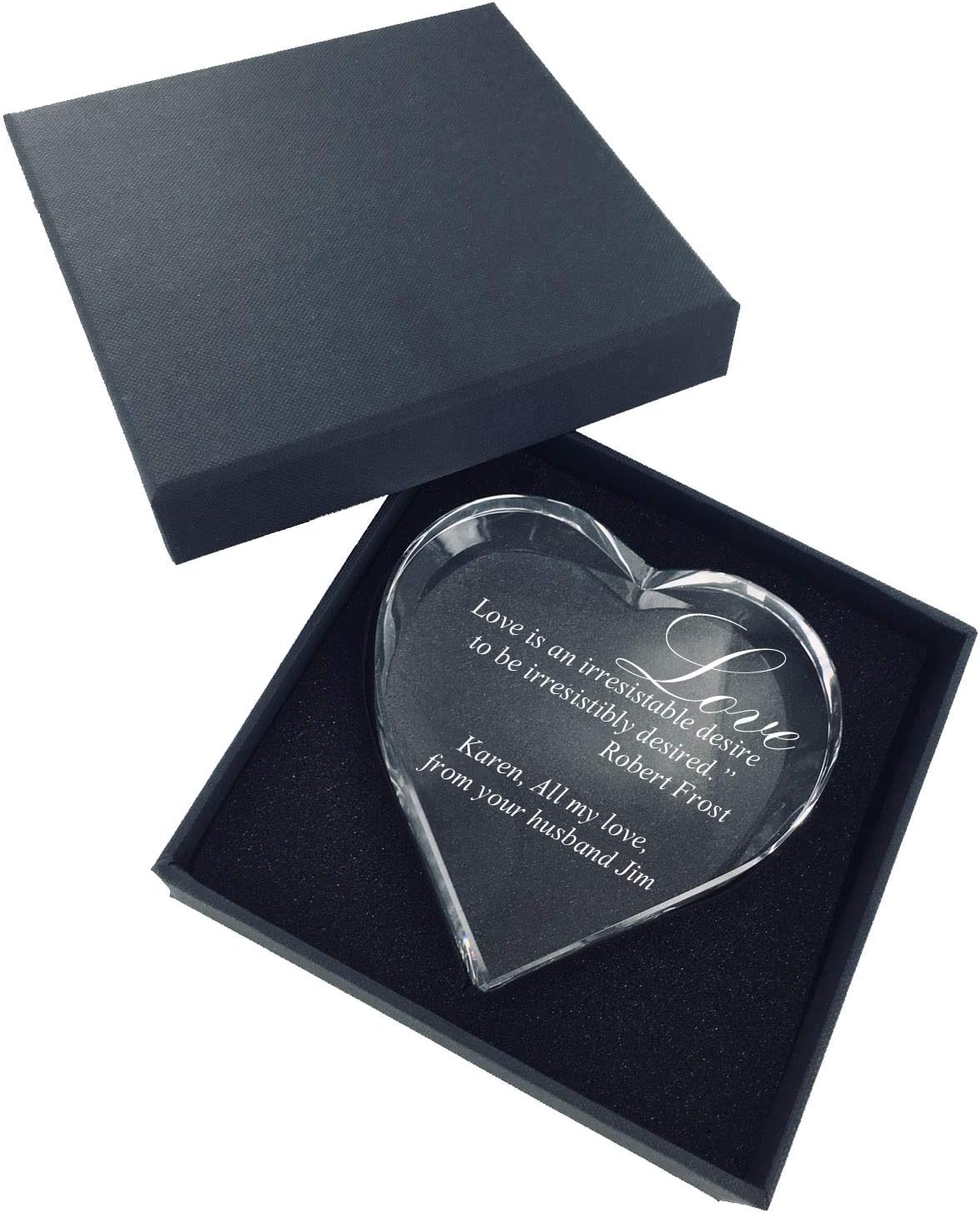 SHOP AWARDS AND GIFTS Customizable Optical Crystal Heart Award, Includes Personalization