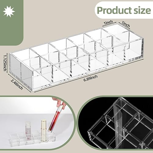 Miniatura 2 de Kigley Organizador de lápiz labial transparente, soporte acrílico para brillo de labios, estuche de exhibición de lápiz labial para mujeres, muestra