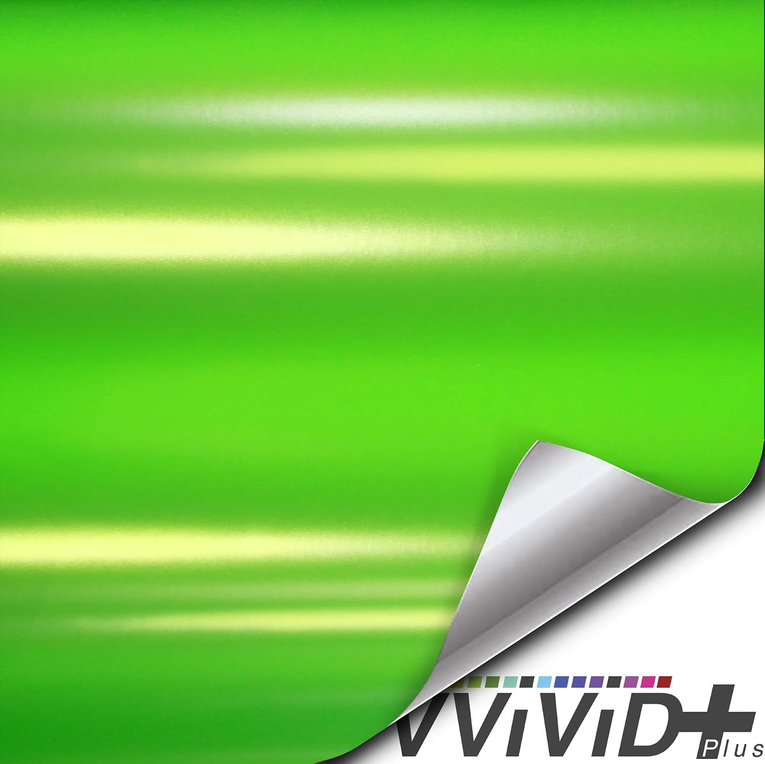 VViViD+ Premium Satin Chrome Apple Green Vinyl Wrap Roll w/Air-Release Adhesive Technology (1ft x 5ft)