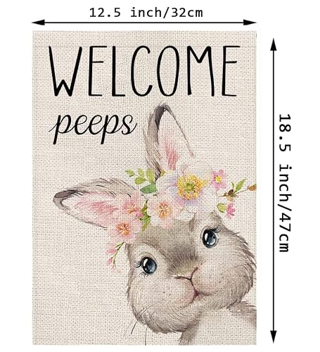 Easter Garden Flag Bunny Welcome Burlap Vertical Double Sided Holiday Rabbit Outdoor Yard Decor 12.5X18 Inch #TOP1