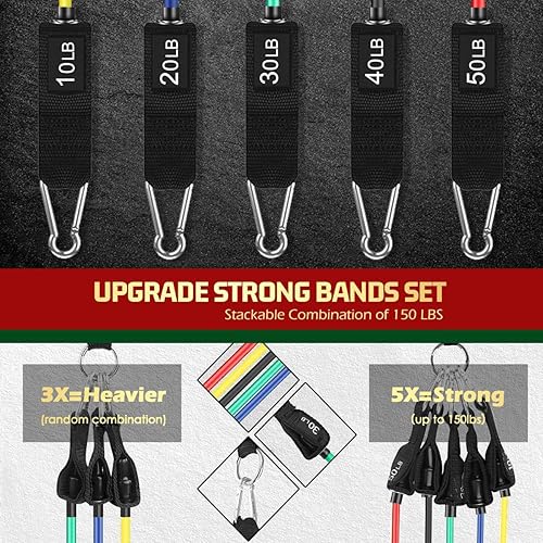 Miniatura 5 de VEICK Resistance Bands, Exercise Bands, Workout Bands, Resistance Bands for Working Out with Handles for Men and Women, Exercising Bands for Fitness