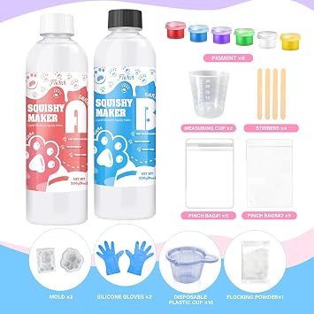  Liquid Silicone for Taba Squishy Kit - 500g Super Soft Silicone Rubber Squishy Maker, Fast Cure Squishy Making Kit for Taba squishy kit with Cat Paw, Bear Molds Gift for Beginner DIY Decompression