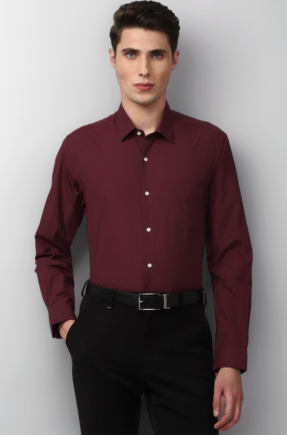 Men's Everday Regular Fit Solid Shirt | Cotton Rich | 5-Pin Pocketing