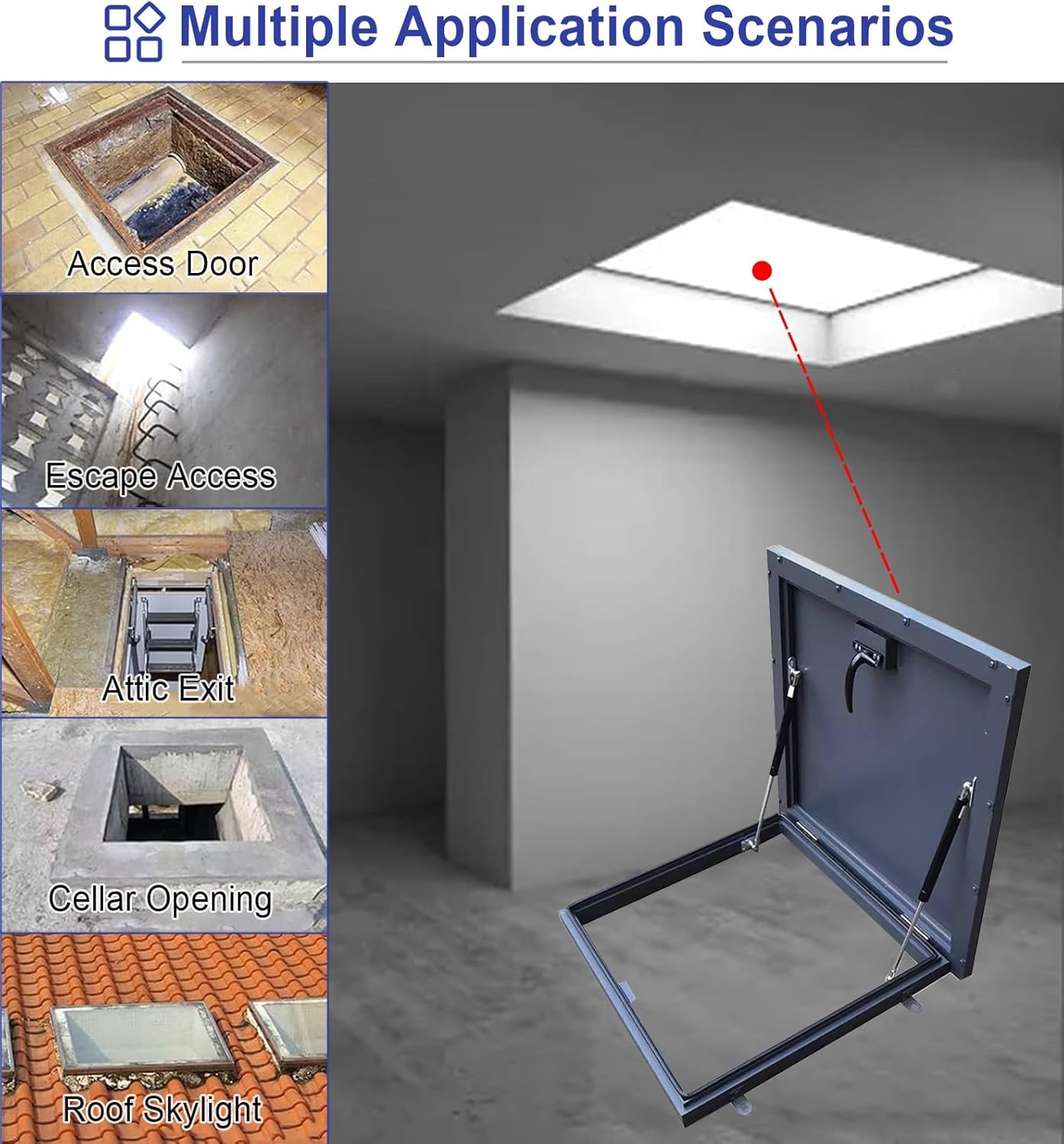 Roof Hatch Outside Hatch Cover Plate for Maintenance/Repair Roof, Commercial Building Installation Rooftop Access Exit Lid, Heavy Duty Attic Vent Cap(90x90cm (35.4x35.4))