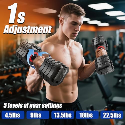 Miniatura 3 de LEEKEY Mancuernas ajustables, mancuernas con mango antideslizante para ejercicio y fitness, ajuste rápido de peso, equipo de entrenamiento