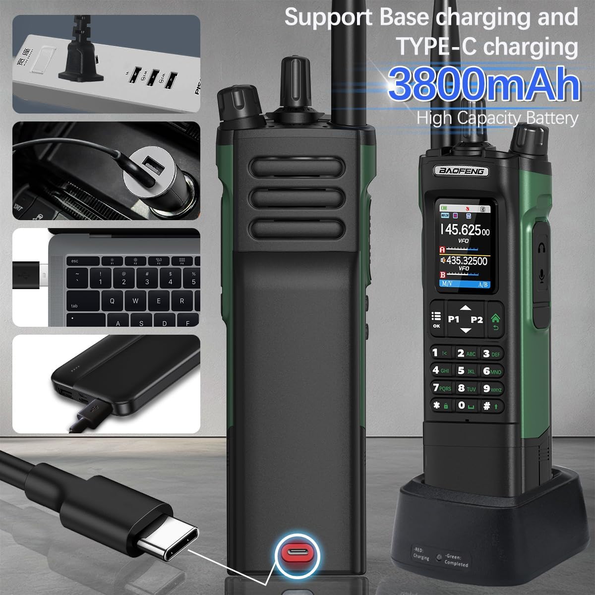 Ham Radio BAOFENG Radio UV32 Handheld 10W Rechargeable Walkie Talkies Long Range UV-32 5RM Two Way Radio NOAA Weather Radio with GPS,APP Programming Copy Frequency 3800mAh Battery USB-C Charging