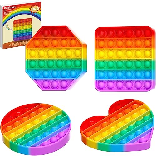 Paquete de 4 juguetes para ansiedad, paquete de juguetes para ansiedad de reventar burbujas, regalos de fiesta para niños y adultos, juguetes