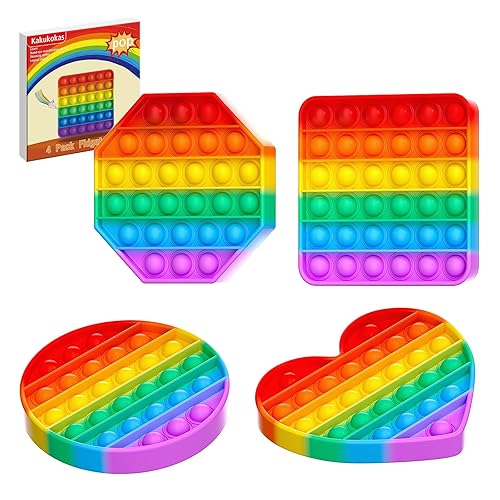 Kakukokas 4 Pack Fidget Toys,Pop Fidgets Pack Party Favors for Kids & Adults,Push Sensory Toys Bulk Toddler Toys,Stress Relief Gifts for Easter,Christmas,Birthday,Party Supplies,Classroom