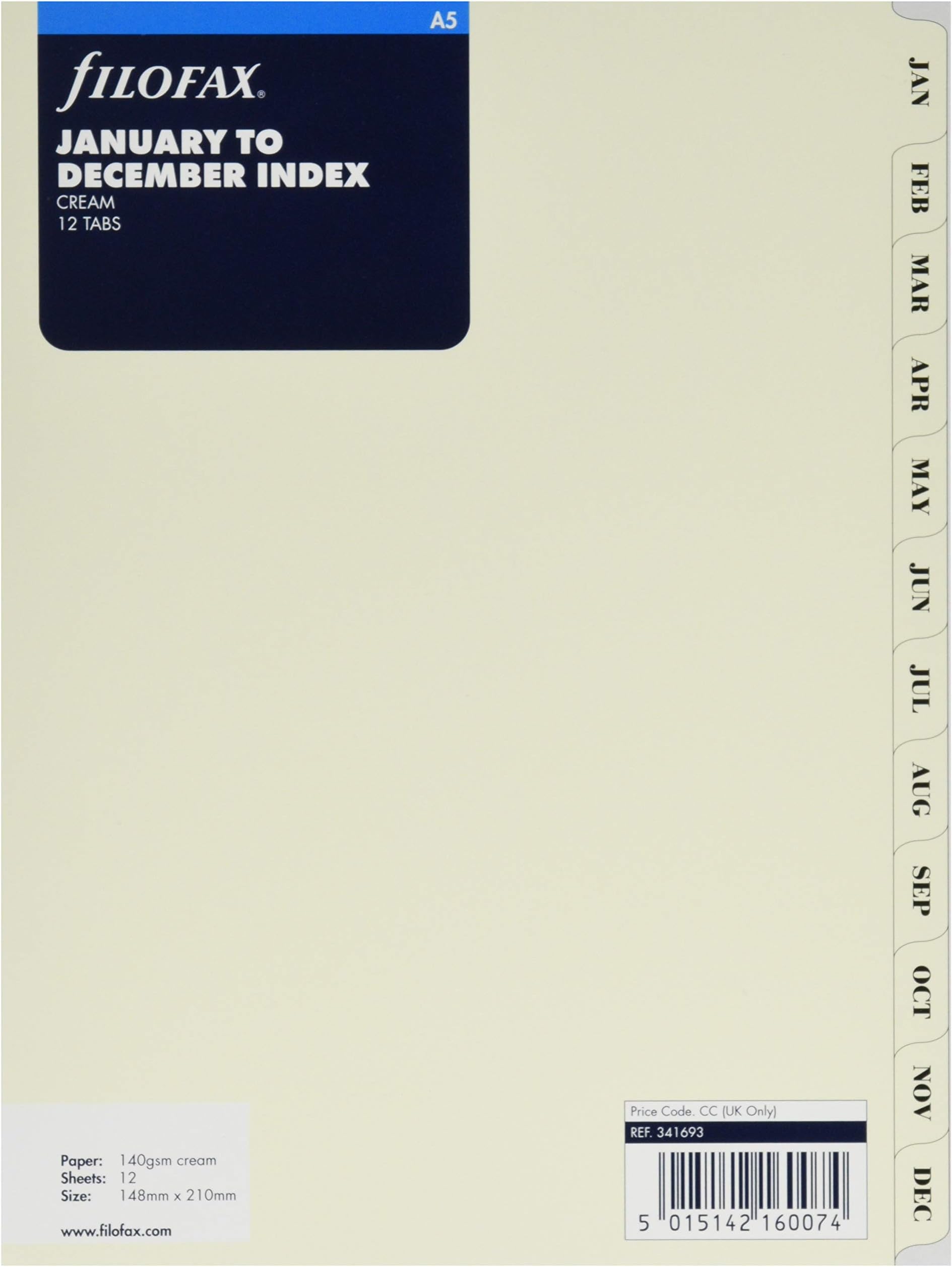 A5 Jan-Dec Index Cream (B341693)