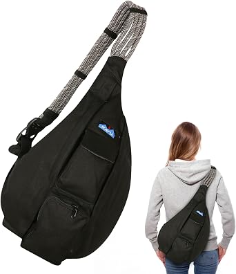 KAVU Original Rope Bag, Cotton Canvas Crossbody for Travel | 100% 12oz Cotton Canvas, Padded Back & KAVU Embroidery | 22-44-In Rope Strap, 4 Pockets, 10L | Hiking, Travel & Daily Carry
