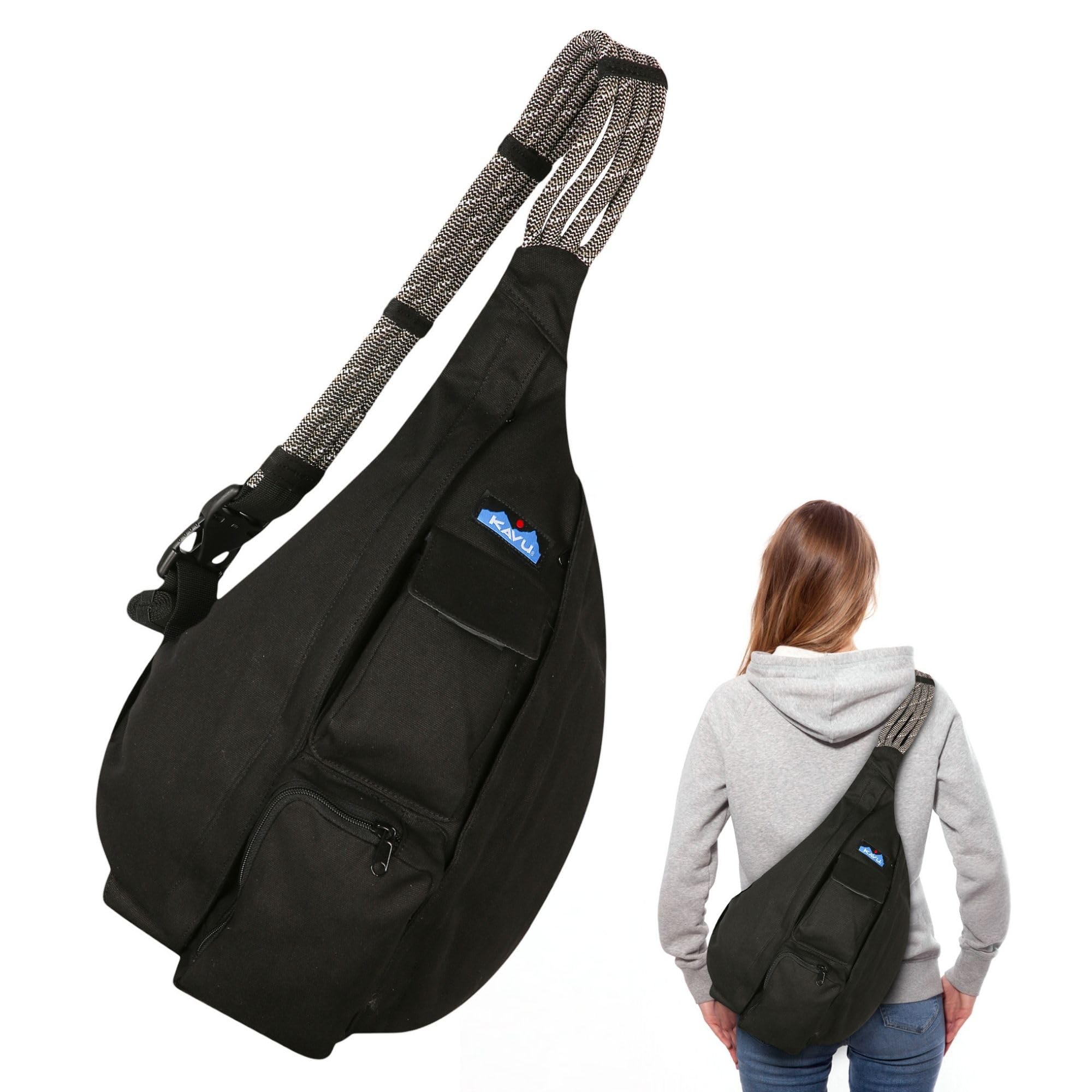 KAVU Original Rope Bag Cotton Canvas Crossbody for Travel | 100% 12oz Cotton Canvas Padded Back & KAVU Embroidery | 22-44-In Rope Strap 4 Pockets 10L | Hiking Travel & Daily Carry product thumbnail 4