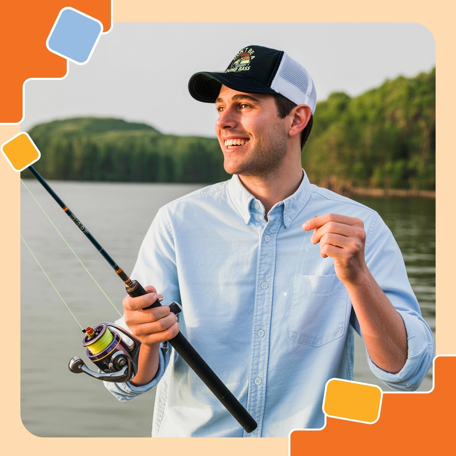 NewEleven Trucker Cap Gift for Men, Dad, Husband, Fisherman – Funny Fishing Hat, Trucker Hat Boyfriend Valentines Day Gift for Him, Father, Guys Who Love Fishing - Image 4