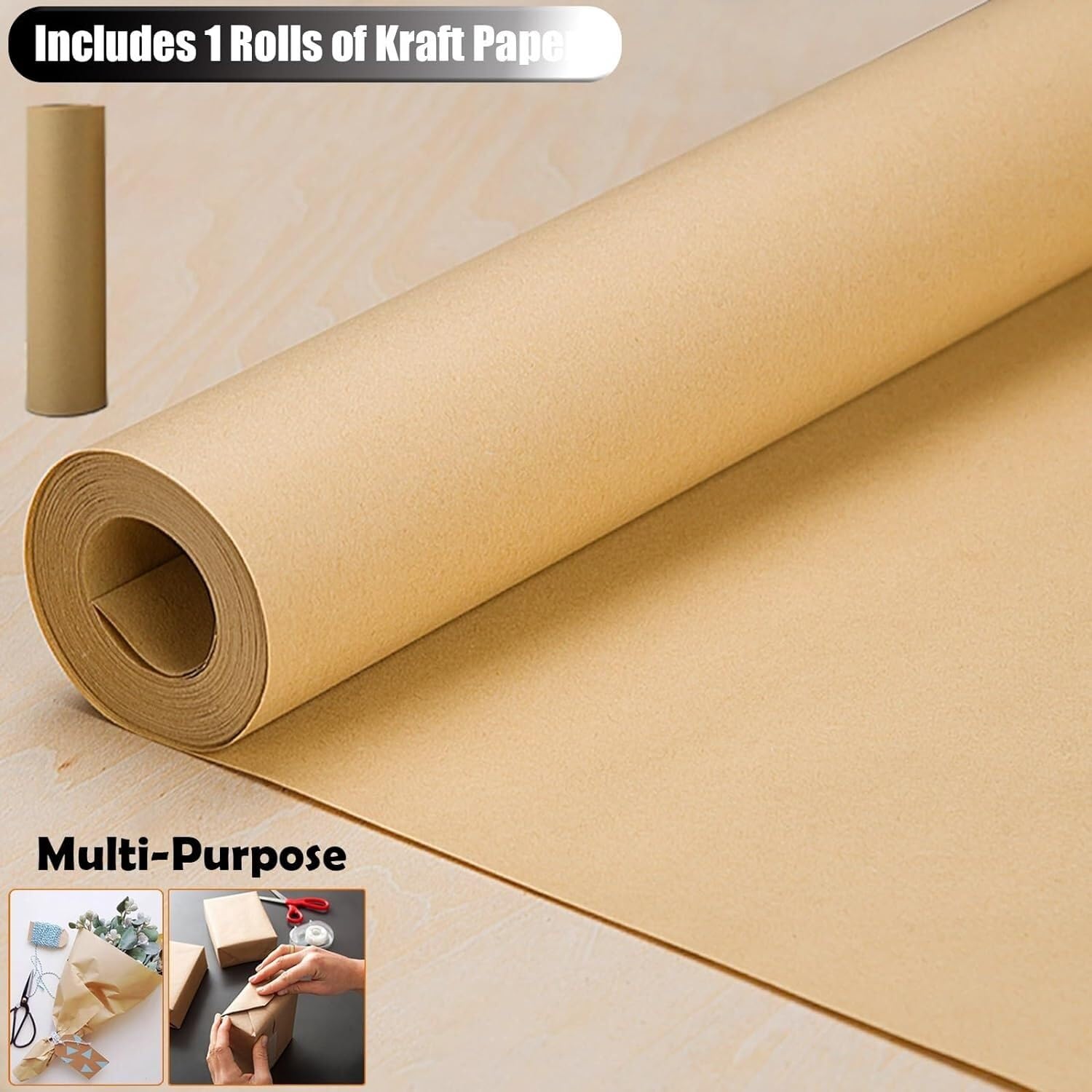 Metzger-Papierhalter und -schneider, Kraftpapierrollenspender mit 50 m Rolle, inklusive 130 cm Breite und Papier