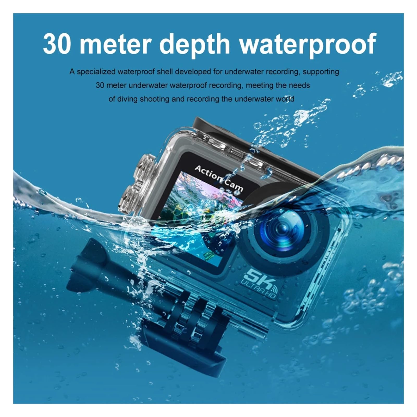5K 4K 60FPS Action Camera Anti Shake WiFi Sport DV Cam Doppio Schermo Telecamera da Ciclismo Esterna 170 ° Grandangolare con Telecomando Alta Risoluzione