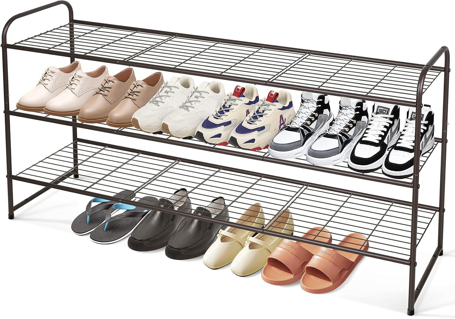 KEETDY Long 3 Tier Shoe Rack and 4-Tier Long Shoe Rack for Closet Entryway