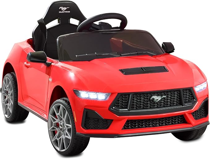 Best Choice Products Kids 12V Electric Ride On Car Officially Licensed Ford Mustang w/Parent Control, LED Lights, 2 Speeds, Bluetooth - Red