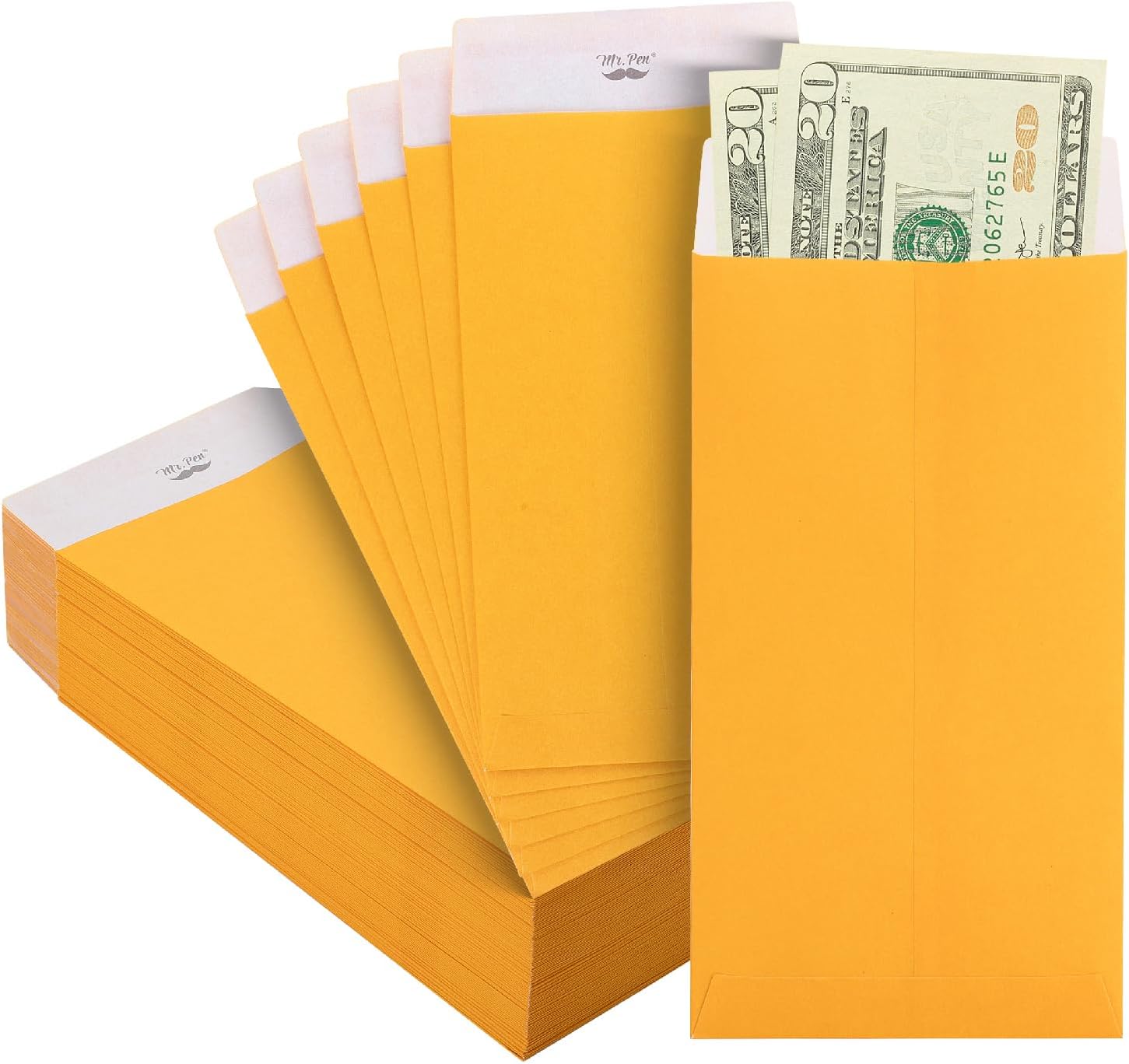 Mr. Pen 100 Pack Yellow Money Envelopes (6.5" x 3.5") for Cash Budgeting and Saving