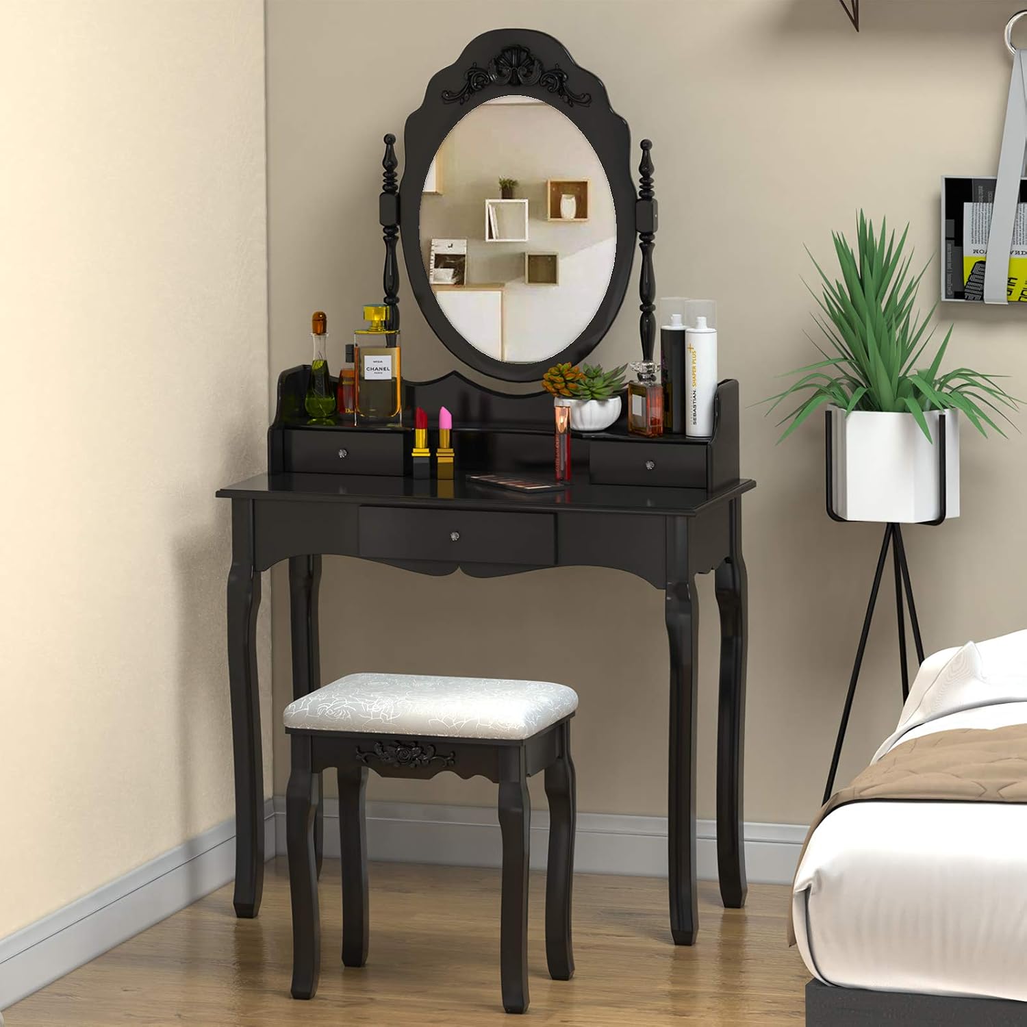 Buy Giantex Vanity Table Set With Mirror And Stool For Bedroom Modern Wood Style Cushioned Bench Oval Mirrored Multifunctional Top Removable Writing Desk Dressing Tables For Girls Buy Giantex Vanity Table Set With Mirror And Stool For Bedroom Modern Wood Style Cushioned Bench Oval Mirrored Multifunctional Top Removable Writing Desk Dressing Tables For Girls
