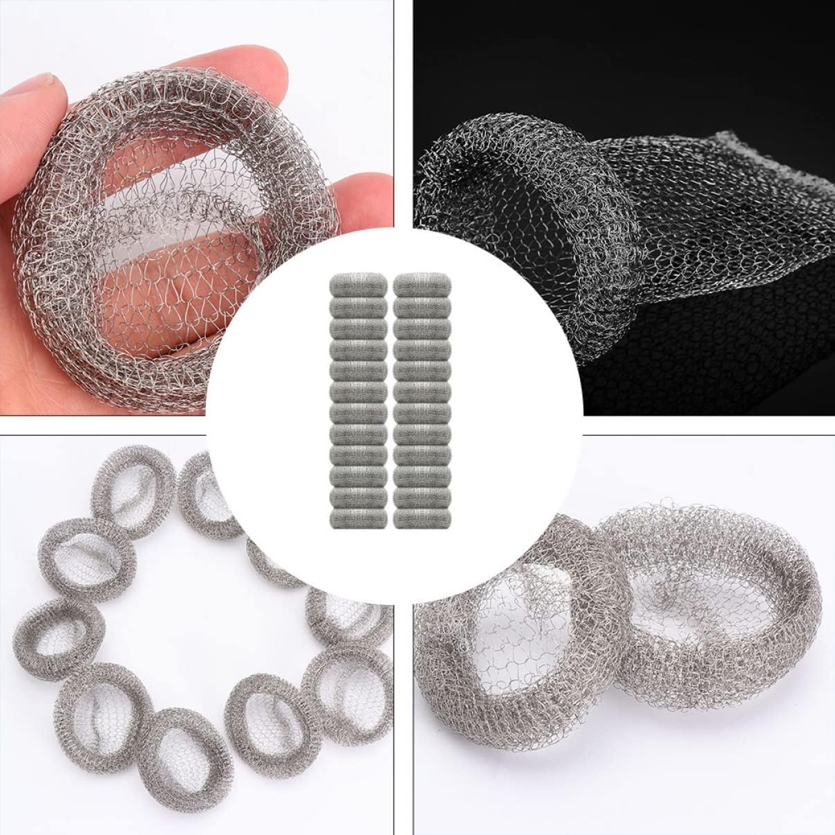 SHOWERORO 24Pcs Stainless Steel Washing Machine Filter Screen with Cable Ties for Lint Filtration and Easy Replacement