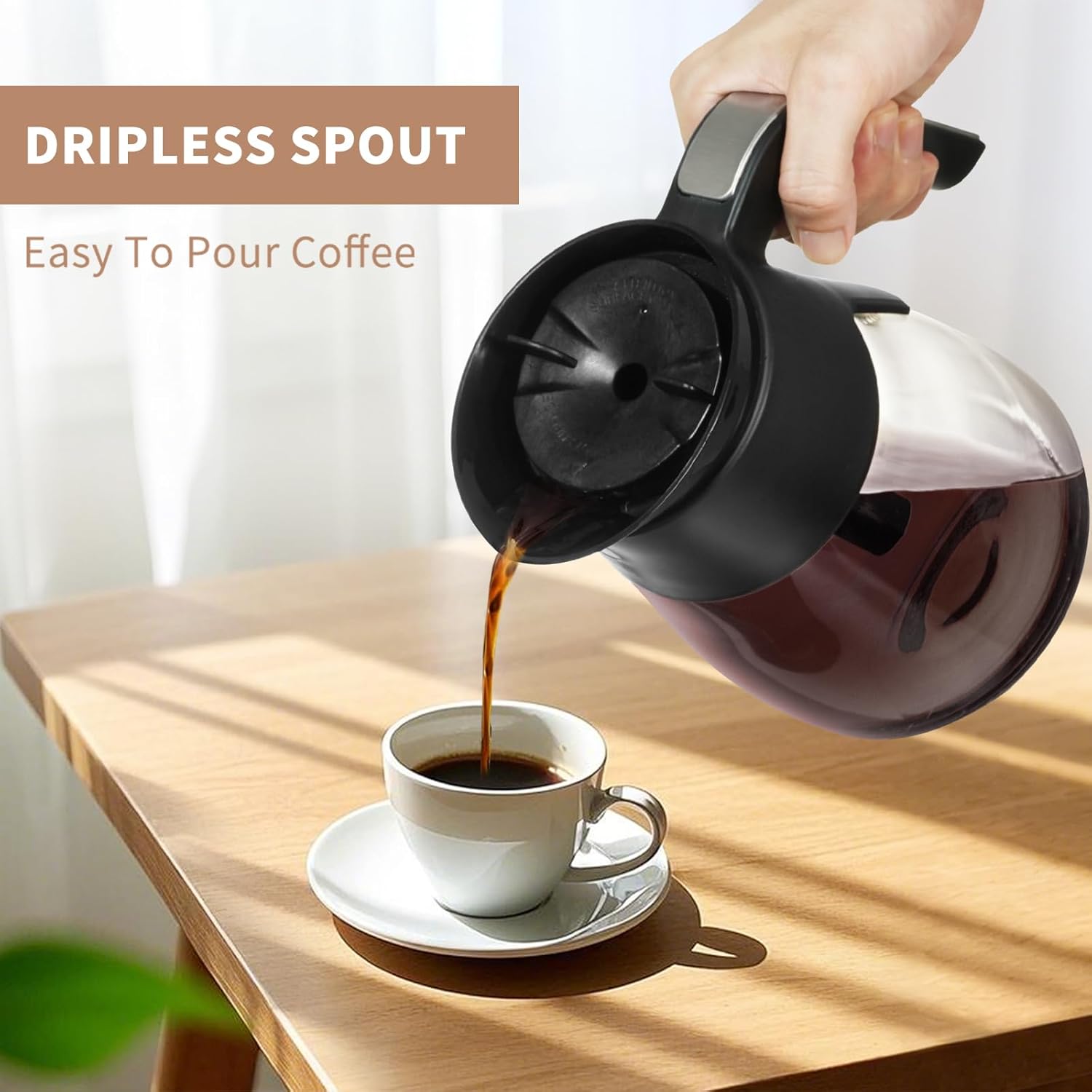 10-Cup Coffee Pot Replacement for CM401 Ninja Coffee Maker, Glass Coffee Carafe Compatible with CM371 CP301 CM300 CM400 CF091,Ninja Coffee Pot Replacement with Brew-Through Lid & Sturdy Handle