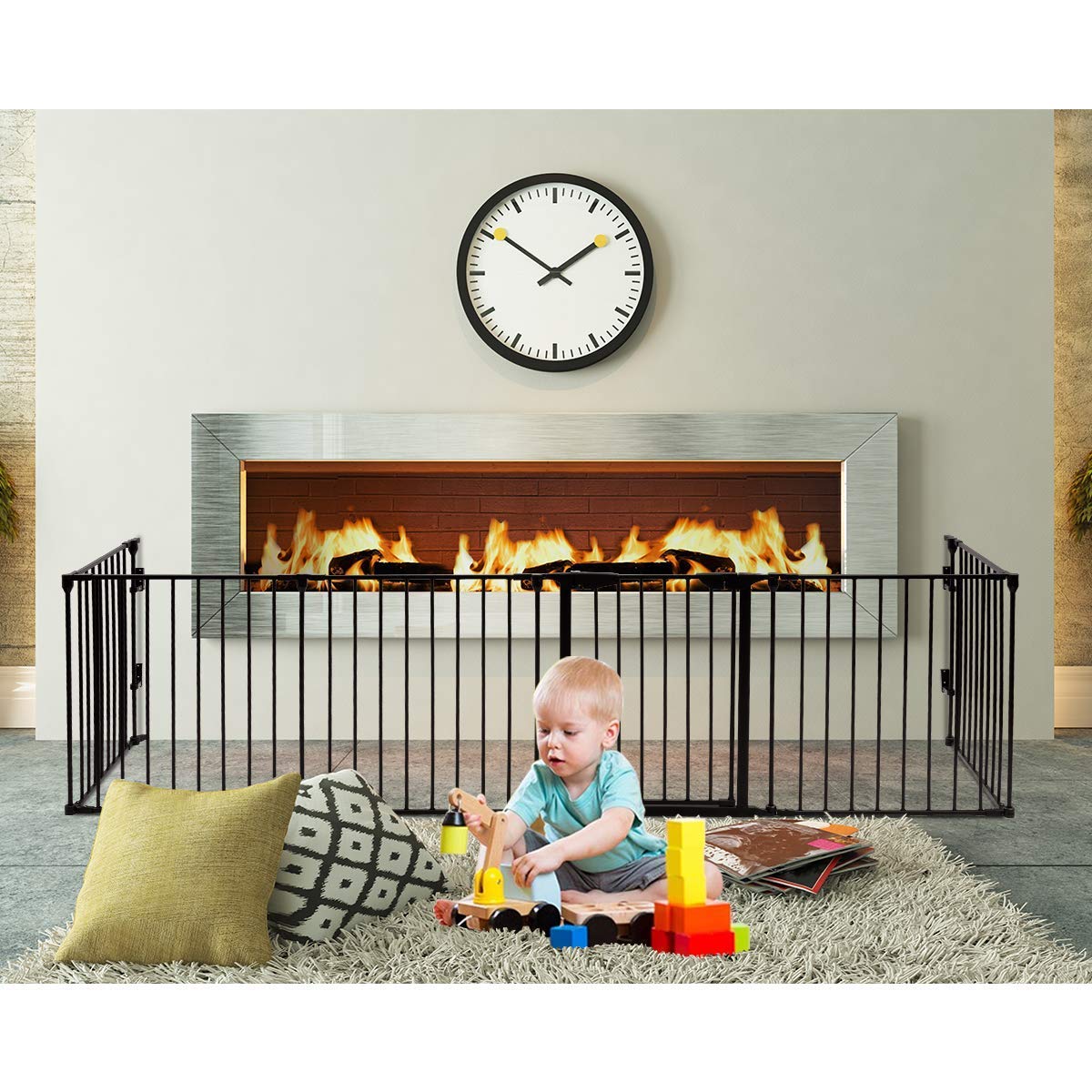 COSTWAY Recinto per Cani da Interno ed Esterno, Recinzione per Animali Domestici con 8 Pannelli in Metallo, Box per Cani e Gatti, 65 x 75 cm (Nero)