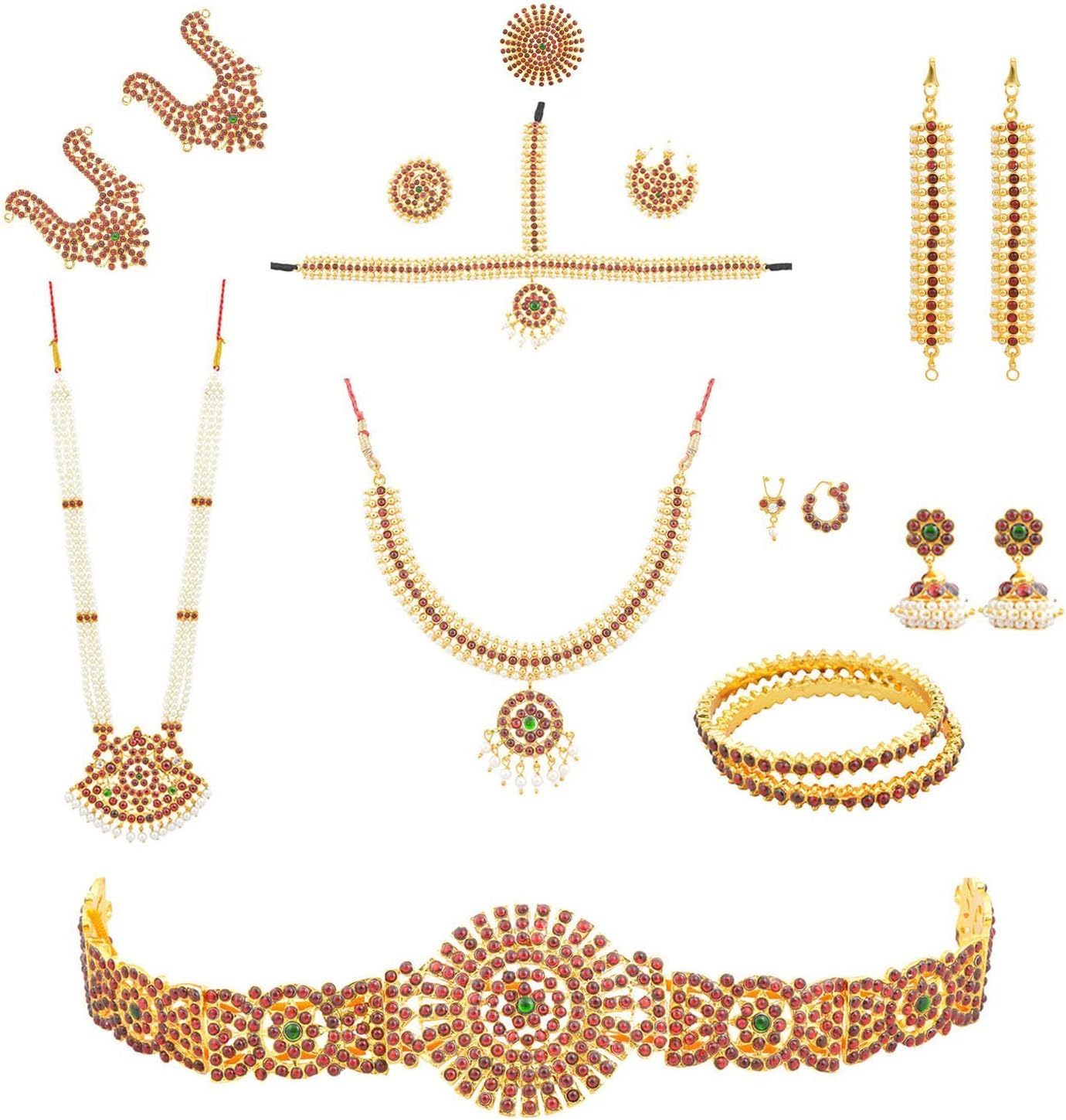 UG PRODUCTS Gold Plated Bharatanatyam Jewellery Set for Women (Gold)