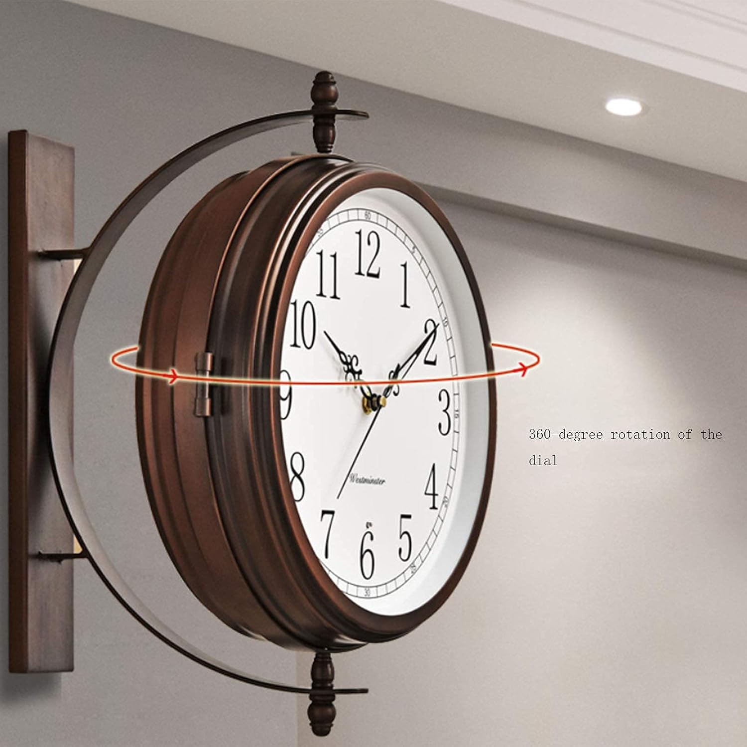 Outdoor Garden Wall Clock， Outdoor Clocks Wall Hanging Simple Metal Report Punctually for Garden Home Décor Indoor Outdoor Living Room Study (No time)