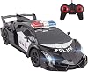 Vokodo Police RC Car Super Exotic 12 1:16 Scale Size Kids Remote Control Easy to Operate Toy Sports Cars with Functional LED Headlights Cop Race Vehicle Full Function Great Gift for Boys Black