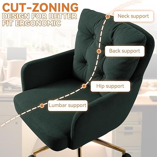 Miniatura 7 de Silla de oficina de tela de felpa, cómodas sillas de escritorio de oficina en casa con soporte lumbar, silla de escritorio moderna de tela de felpa