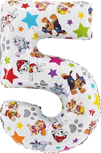 Miniatura 4 de Toyland Globo de papel de aluminio con el número de la Patrulla Canina de 26 pulgadas, globos de fiesta para niños, número 1-6 disponible (número 6)