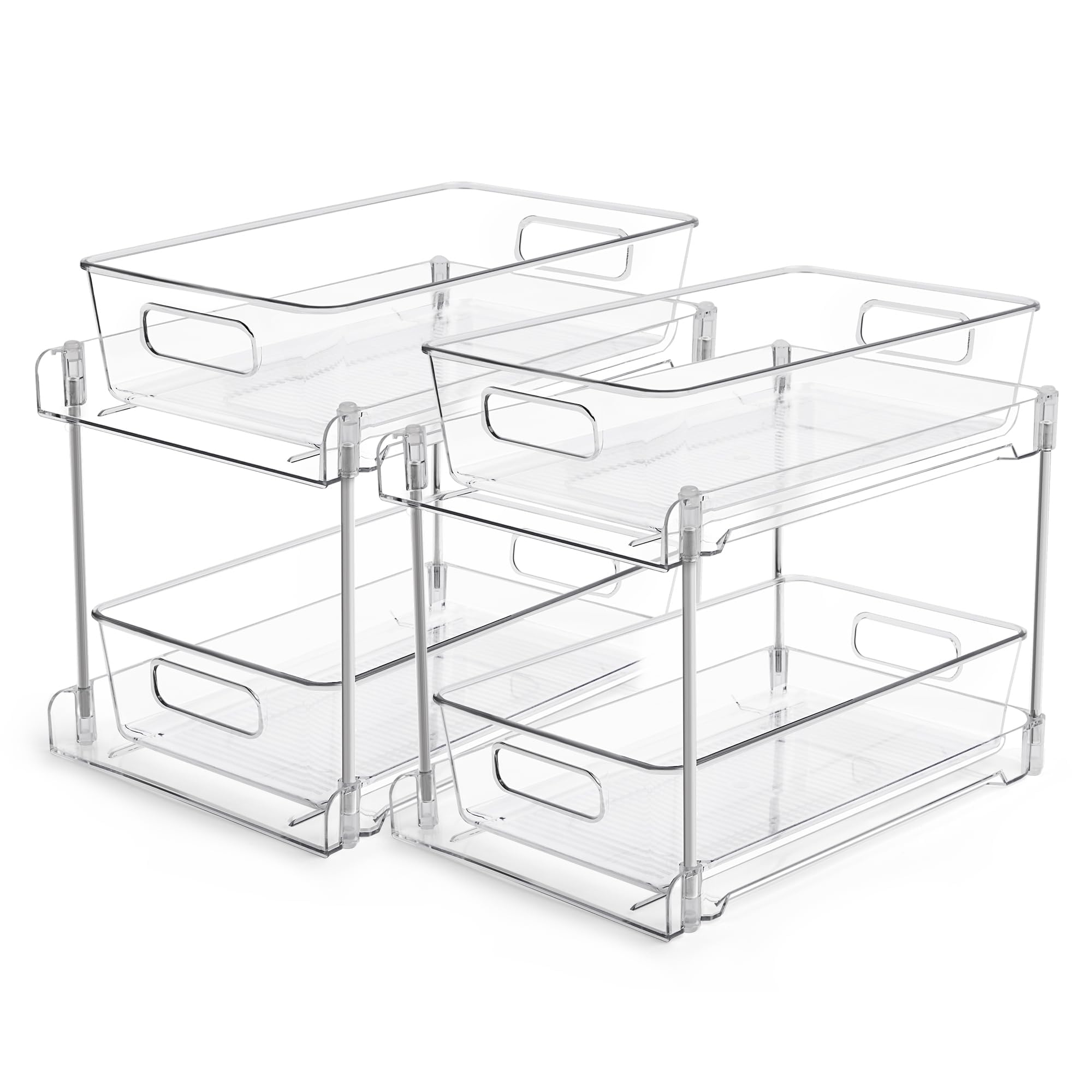Organizzatore Estraibile Sotto Lavello 2 Ripiani – Cassetto Trasparente Per Cucina, Bagno, Dispensa