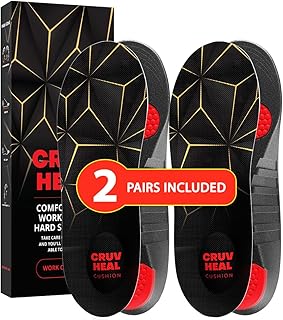 2 Pairs of Work Pro Comfort Insoles - Foot Pain Relief - Cushioning and Shock Absorption - Work Boot Insoles for Men Women - Non-Slip Anti Fatigue Inserts (M, 2-Pairs-Black)