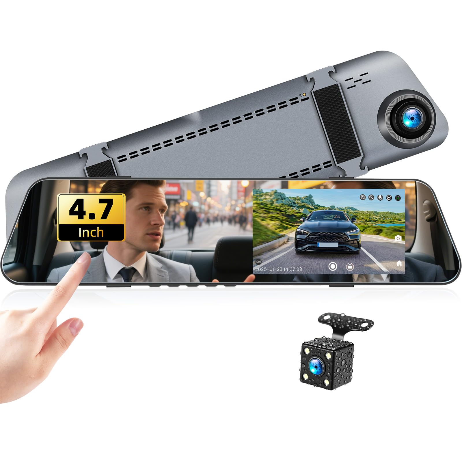 AMprime Mirror Dash Cam 4.7 Inch