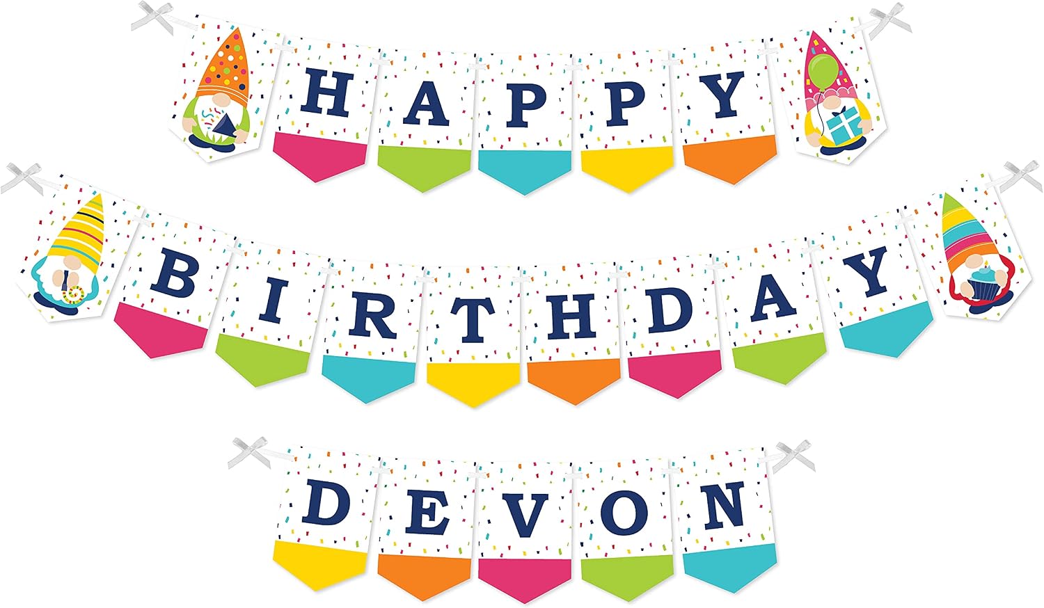 Big Dot of Happiness Gnome Birthday - Happy Birthday Party Bunting Banner - Party Decorations - Happy Birthday