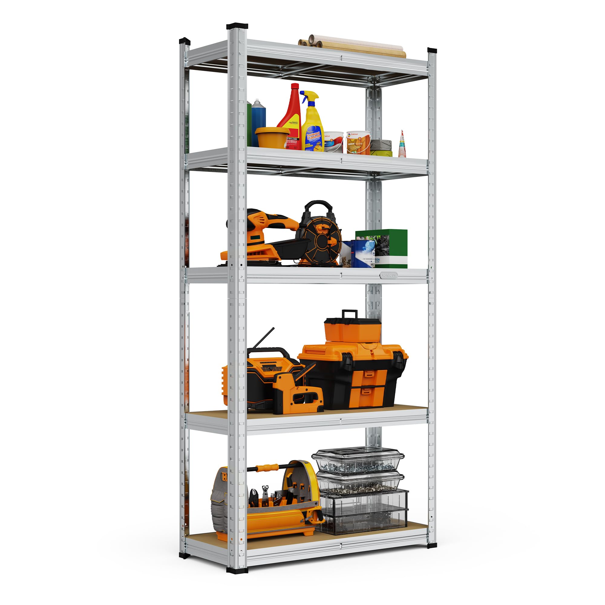 VonHaus Garage Shelving Units - Heavy Duty Racking for Home, Office, Shed and Garage Storage - 5-Tier Shelving Units for Storage, 175kg Capacity Per Shelf - 1.5m Racking — image 1