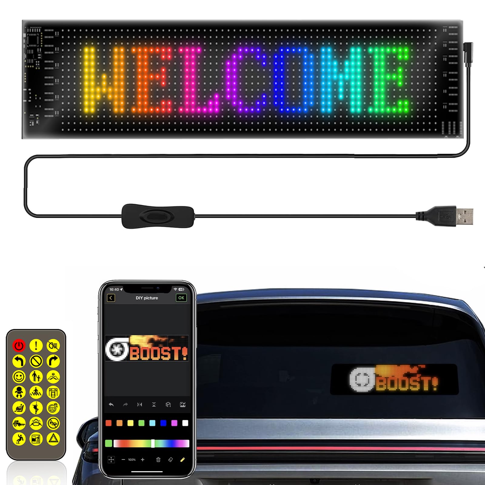 Amazon.com : Programmable Led Sign, Flexible Scrolling Led Sign, 15''x4 ...
