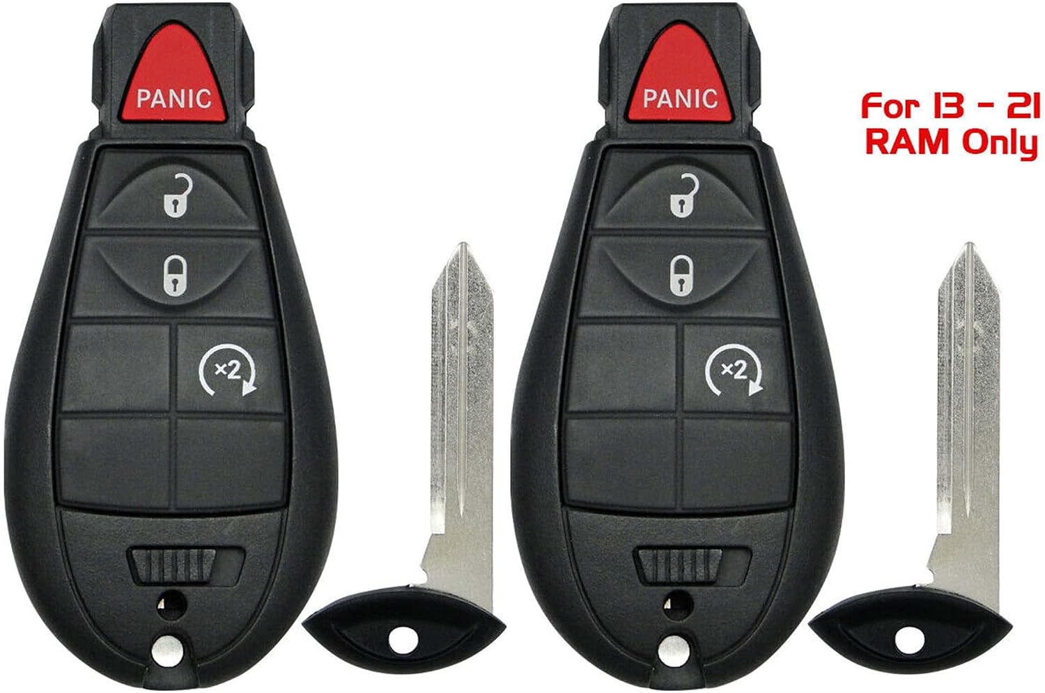 Lot of 2X New Replacement Keyless Entry Remote Key Fob Compatible with & Fit for RAM 2013 - 2021