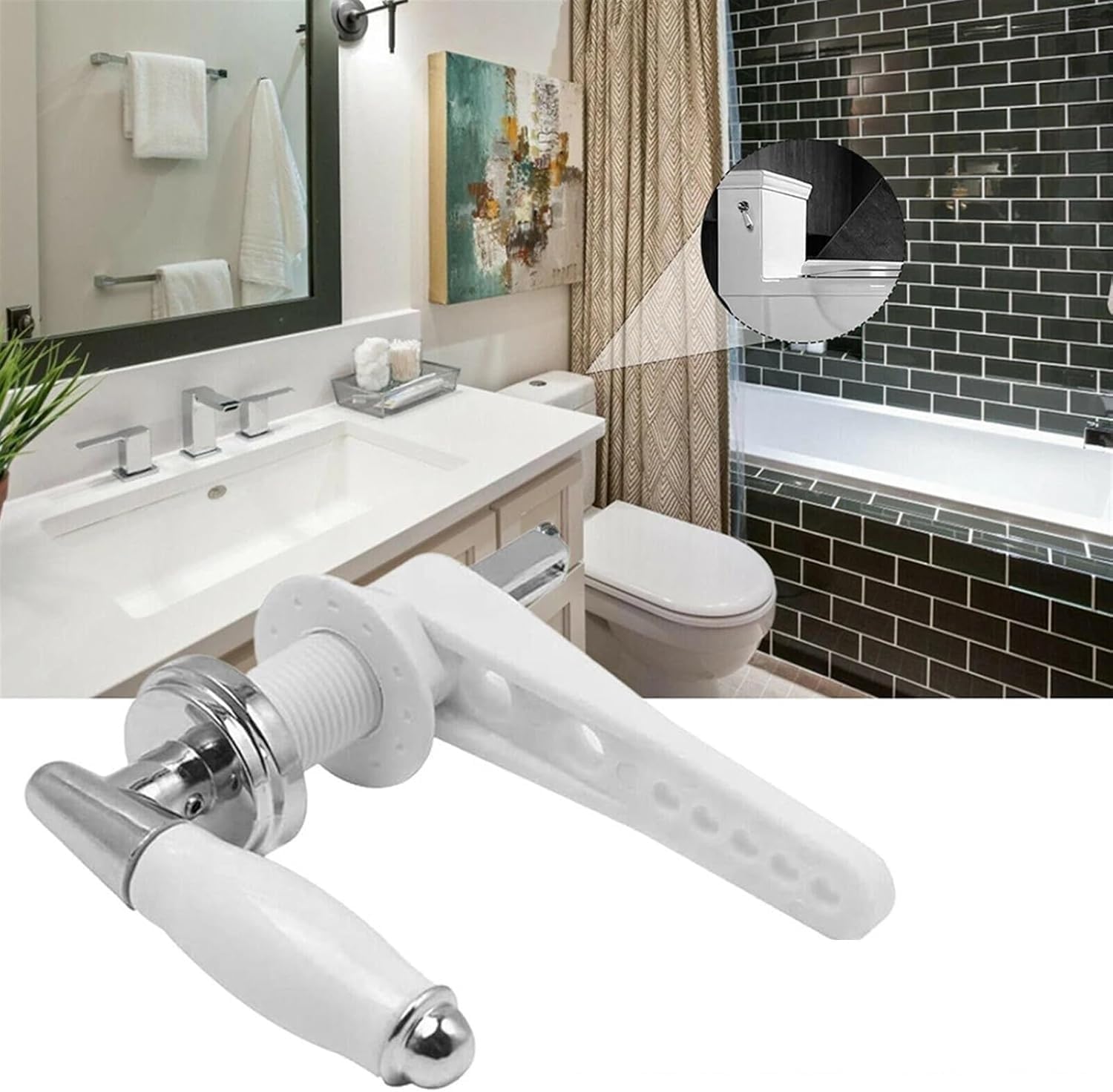 Toilet Flush Buttons Switch 1set Toilet Flush Handle Plastic Strong Toilet Wrench Cistern Lever Handle Push Button Parts Toilet Flush Button