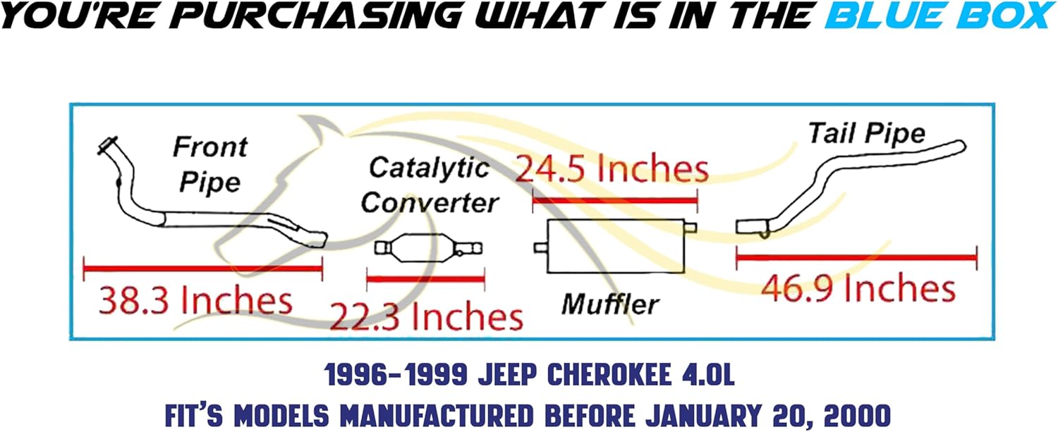 Northeastern Exhaust | EPA Approved-Stainless Steel Complete Exhaust System kit Compatible with Jeep Cherokee 1996-1999 4.0L - Includes Clamps and gasket