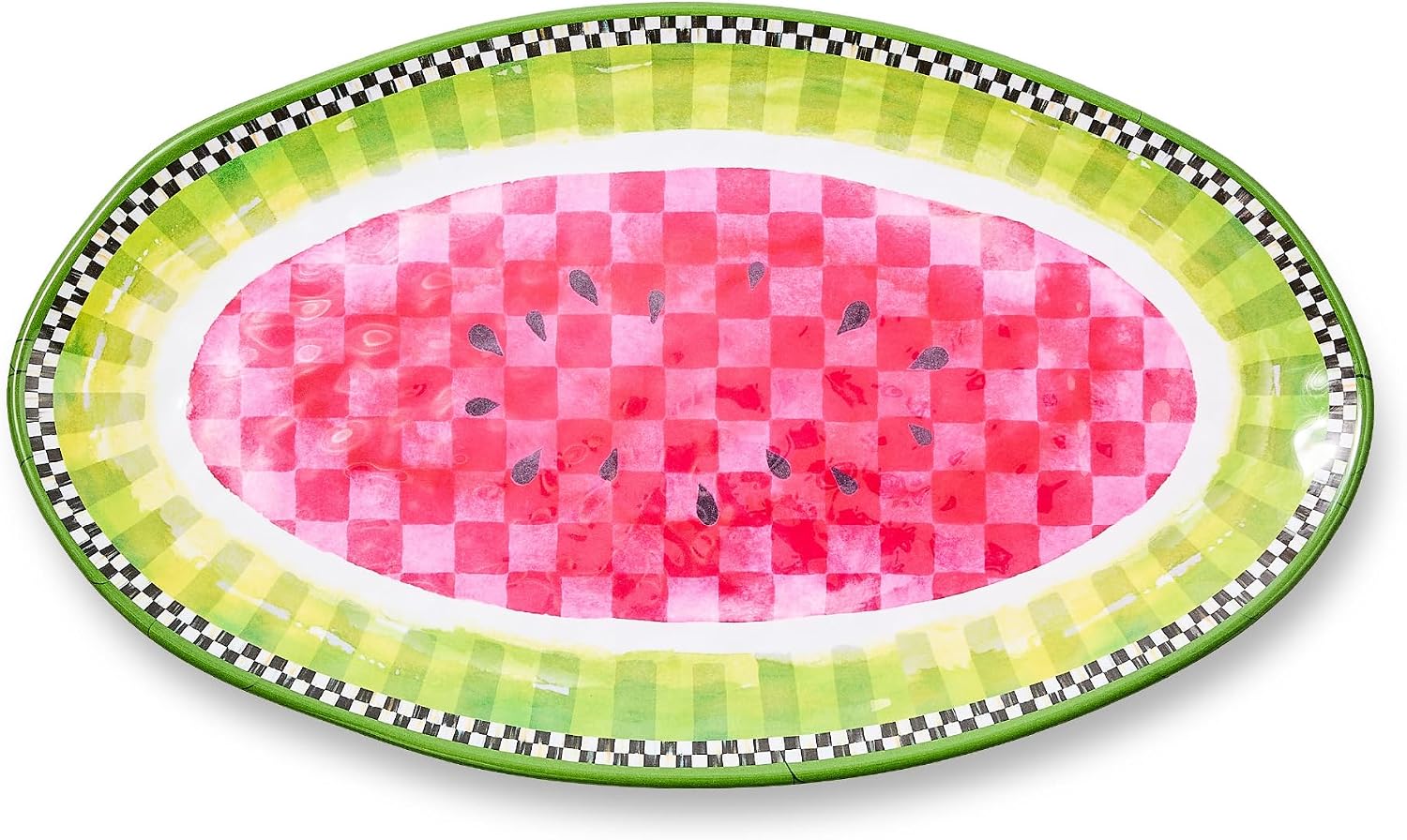 MACKENZIE-CHILDS Oval Melamine Platter, Decorative Serving Plate for Entertaining, Watermelon