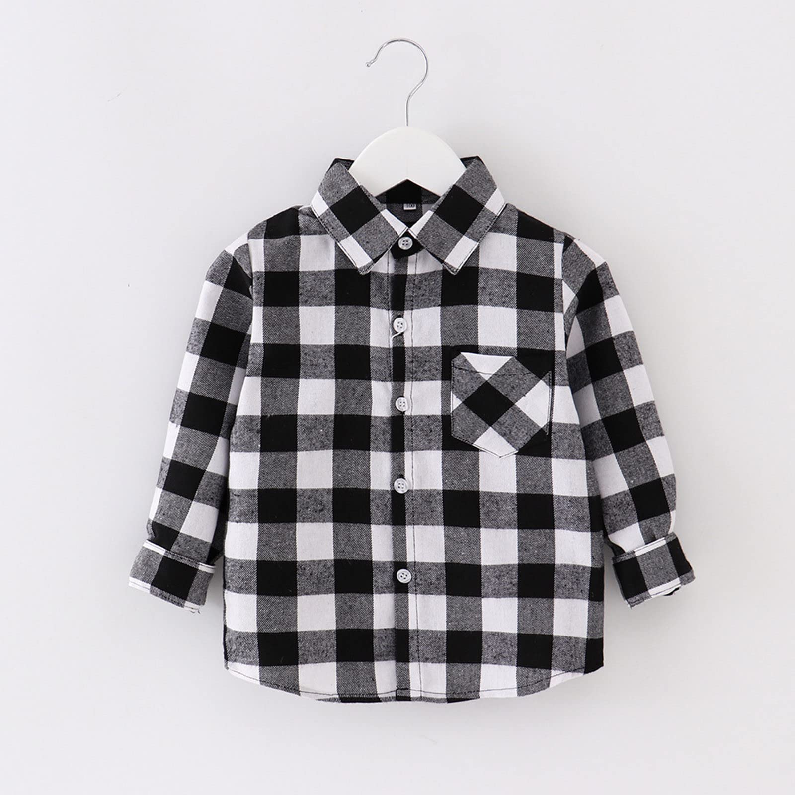 Generisch Veste en flanelle pour enfant - À manches longues - Boutonné - Pour bébé garçon et fille - Haut - Vêtement d'extérieur - Chemise à manches courtes