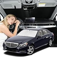 Vista 79 de Parasol de 4 capas para parabrisas, ajuste personalizado, tela 240T, parasol retráctil que bloquea los rayos ultravioletas, accesorios para automóvil