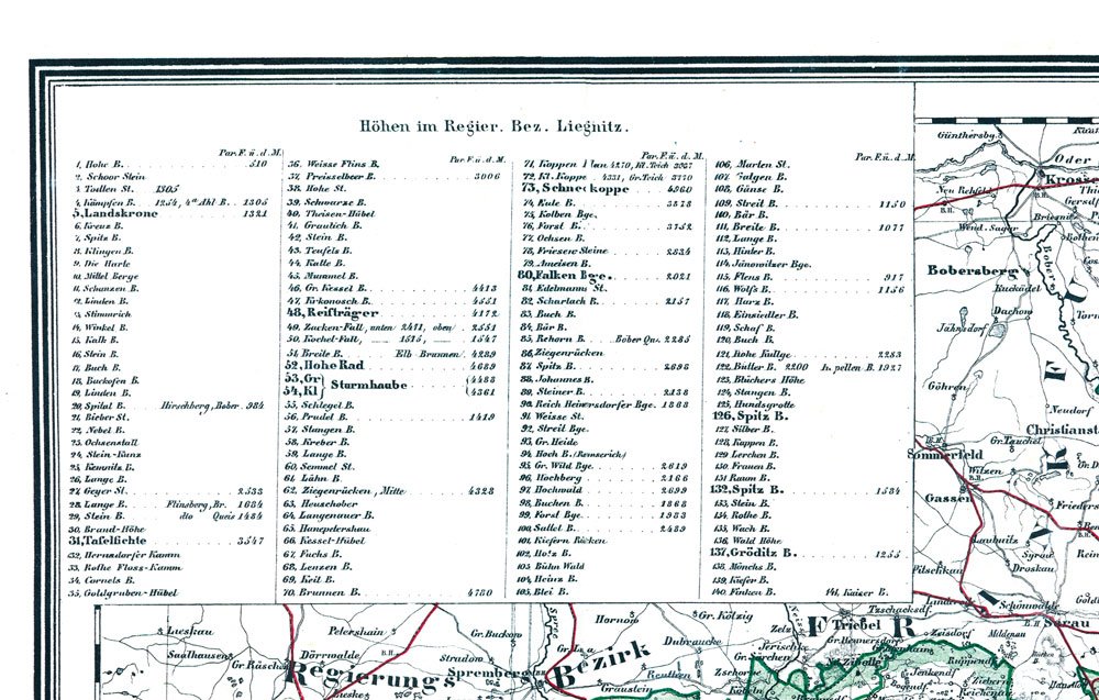 General-Karte von Schlesien mit dem Riesengebirge - um 1890 [gerollt]: Historische Karte [Regierungsbezirk Liegnitz, Oppeln und Breslau]