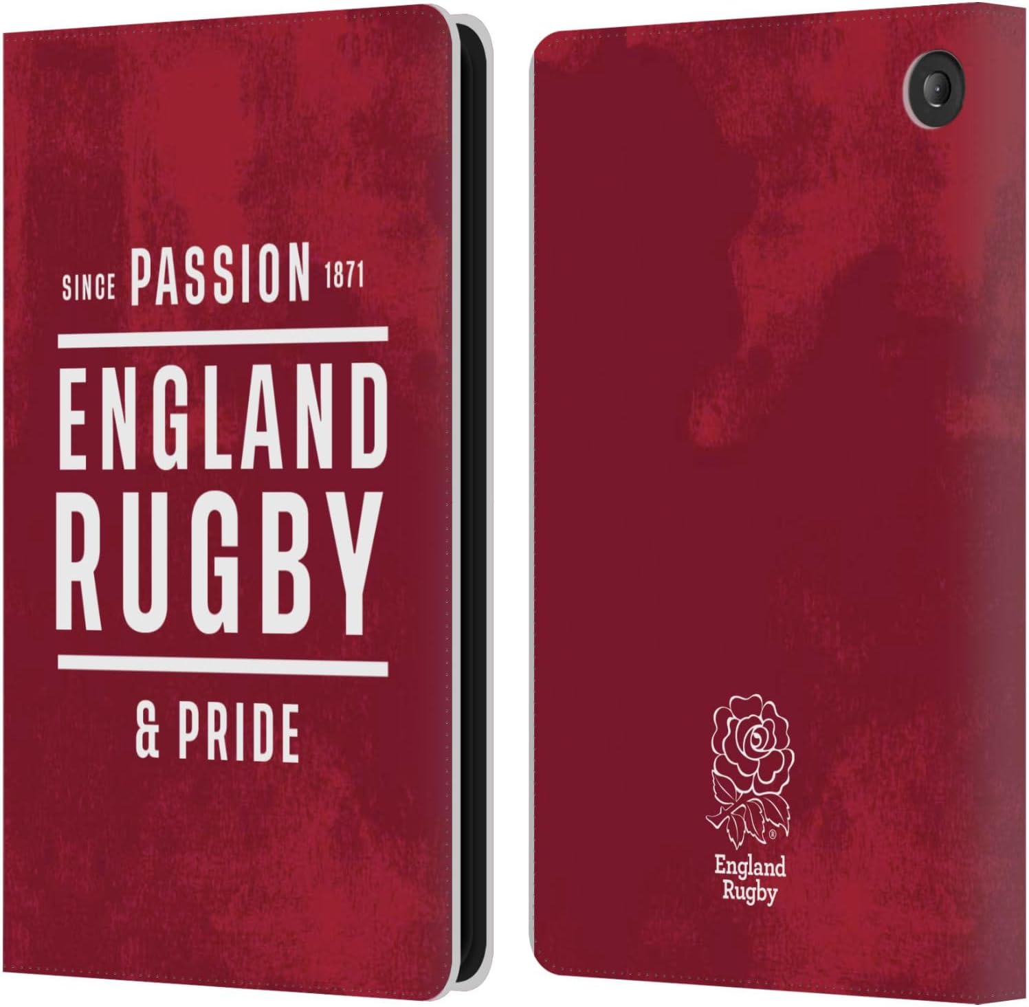 Head Case Designs Officially Licensed England Rugby Union Passion and Pride RED Rose Leather Wallet Case Compatible with Amazon Fire Max 11 2023