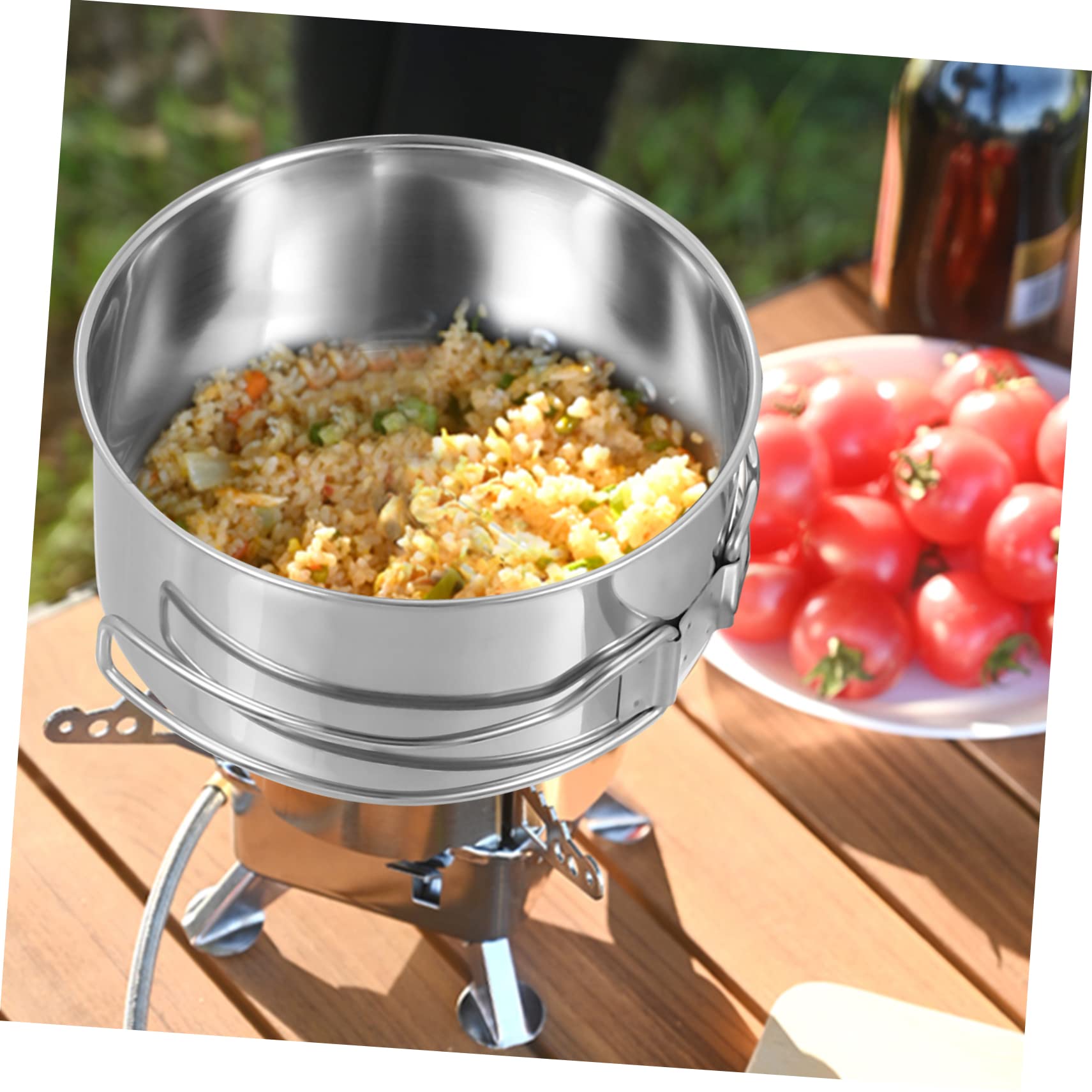 Edelstahl Camping Topf und Pfannenset 4 Stück für Outdoor Camping