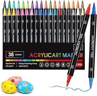 Diboniur 36 Farben Acrylstifte für Steine Wasserfest, Filzstifte Set für Erwachsene, Multimarker Acrylic Paint Marker Stifte für Steine, Holz, Glas, Textil, Keramik, DIY